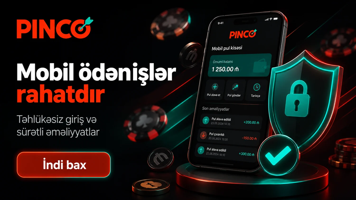 Mobil Pinco mobil ödənişlər və hesab təhlükəsizliyi